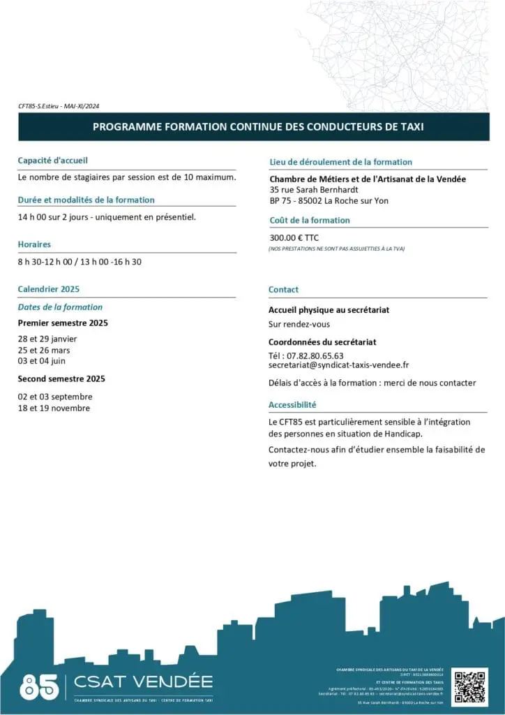 PROGRAMME FORMATION CONTINUE DES CONDUCTEURS DE TAXI 2025 p2