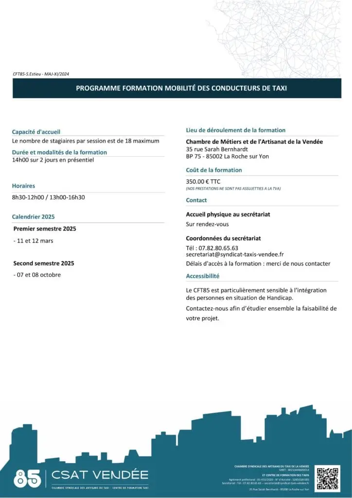 formation mobilité taxis Vendée Csat85 2025 page 2
