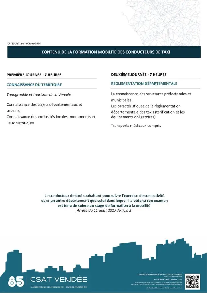 formation mobilité taxis Vendée Csat85 2025 page 3